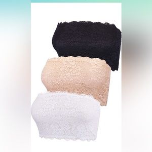 Lace strapless bandeau • 3 pack • wire free • MED • NEW in original packaging​​